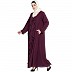 Front open frill abaya-Wine